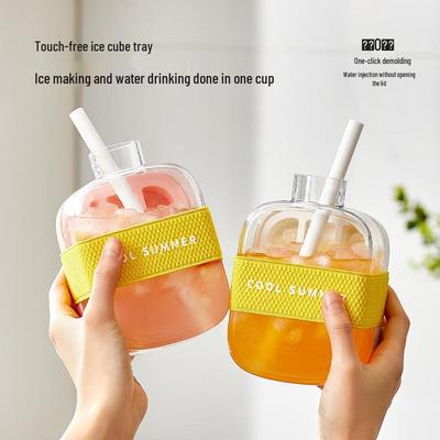 Bandeja para Cubitos de Hielo y Caja de Almacenamiento con Tetera y Pajita para Nevera
