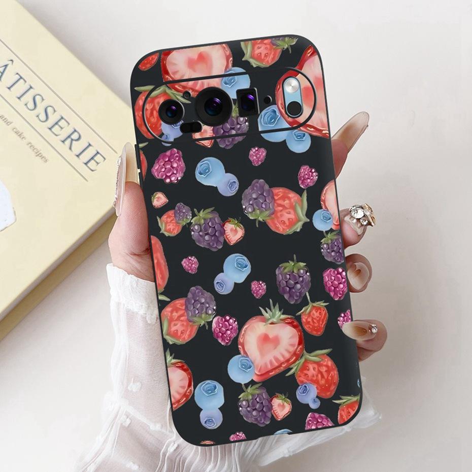 Beautiful Floral Painting Phone Case For Google Pixel 9 Pro 9A Black Silicone Soft Cover For Google Pixel9 9A 9Pro Cases Bumpers