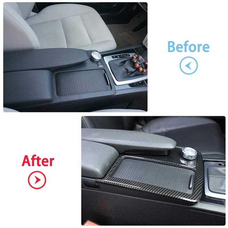 Auto Styling Carbon Fiber Multimedia Handrest Panel Covers For Mercedes Benz W204 W212 C Class E Class Interior Car Accessories