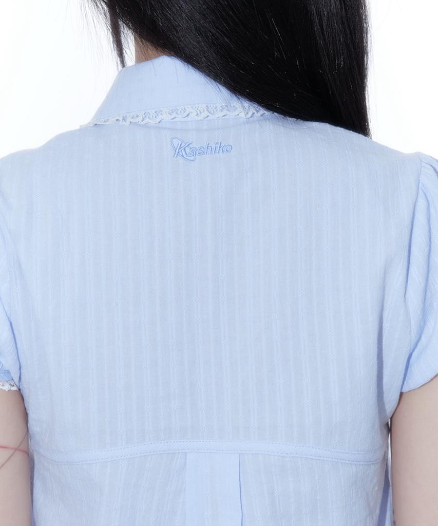 Kasiko Puff Sleeve Lace Shirt Blue