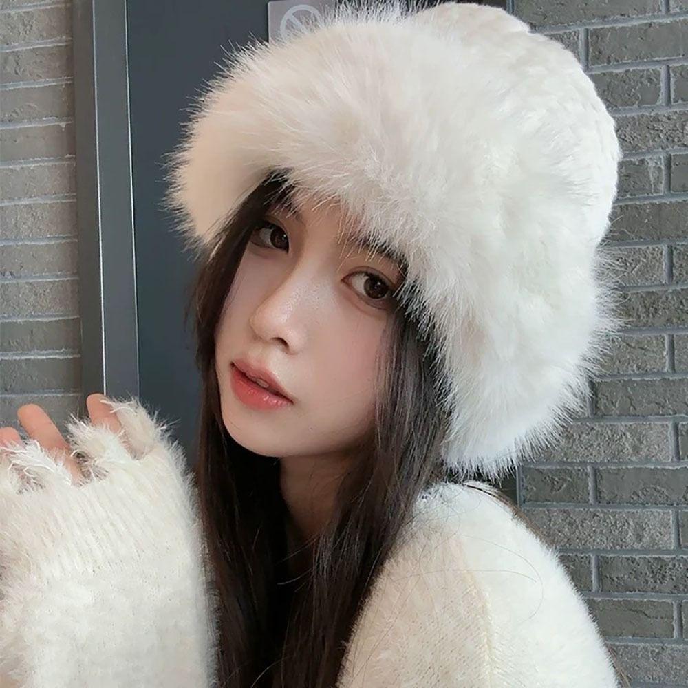 Windproof Bucket Hats Solid Color Warm Hat Women's Fashion Dome Cap Unisex