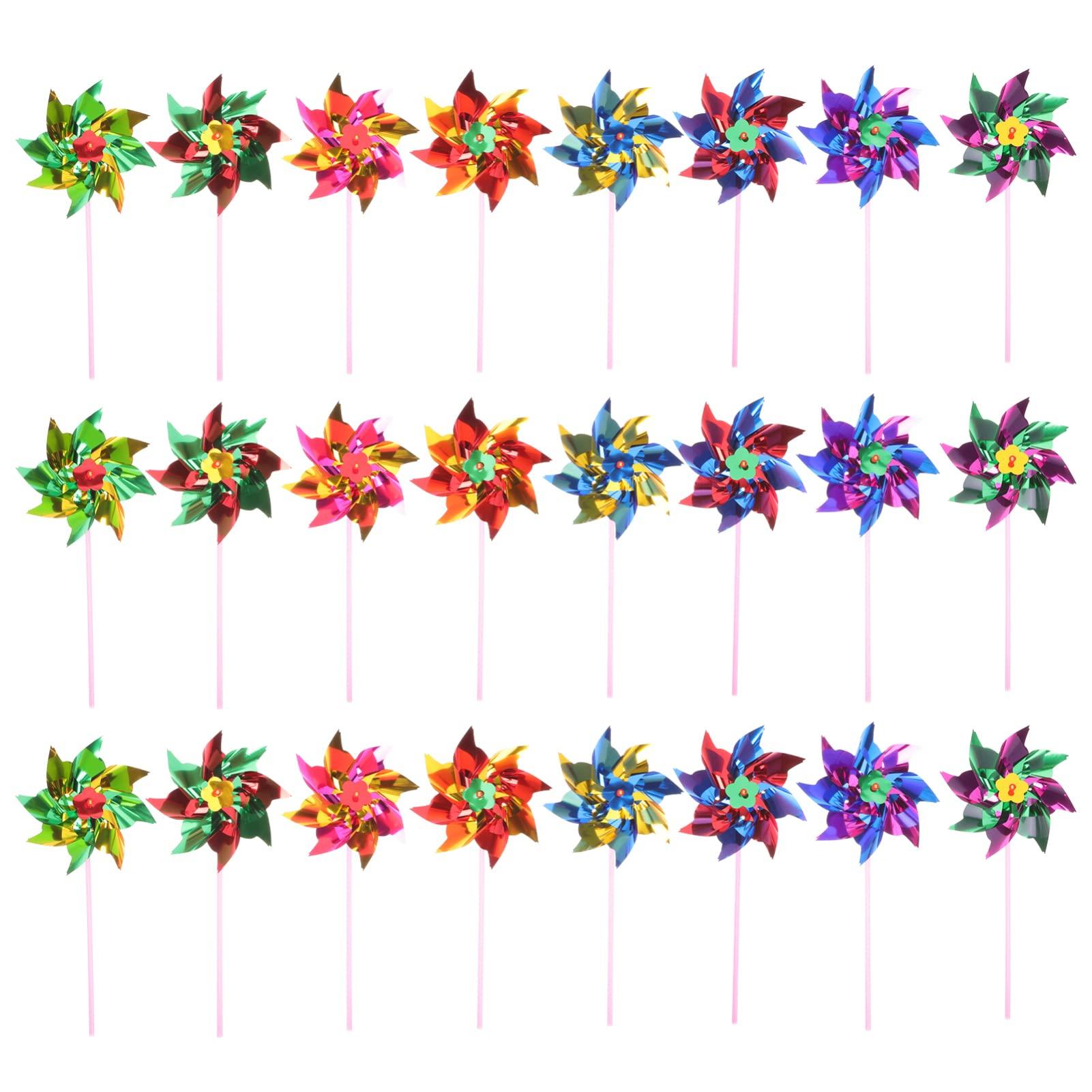 

100 Octagonal Windmill Toys, Plastic Pinwheels for Gardens, Festivals, Crafts, DIY, Party Decorations, Kids Fair Supplies, Garden Decorations, and