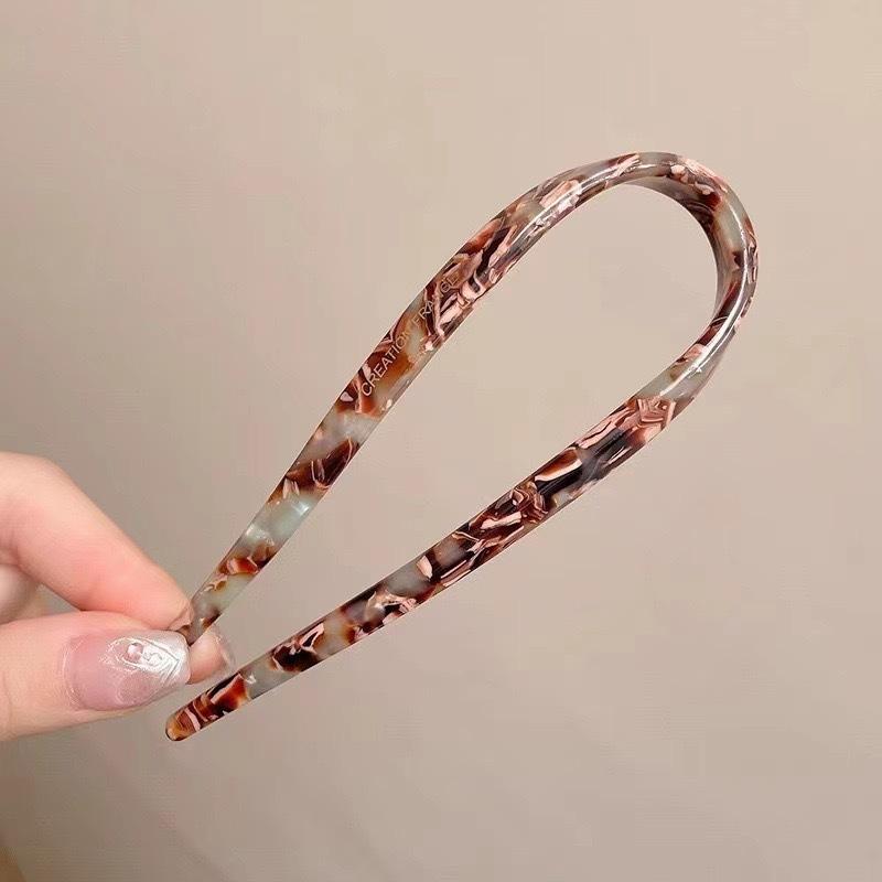 Retro U-shaped Acetate Hairclip for Women Elegant Temperament Ponytail Hairpin Fashion Girls Hair Accessories