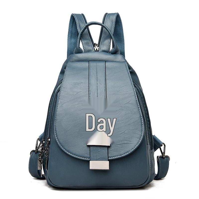 Chic Women's Korean-Style Minimalist Soft Leather Backpack – Simple, Large Capacity, Casual Design