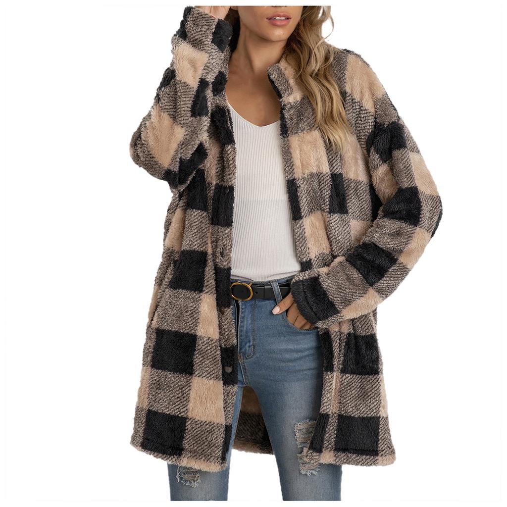 plaid fluffy jacket