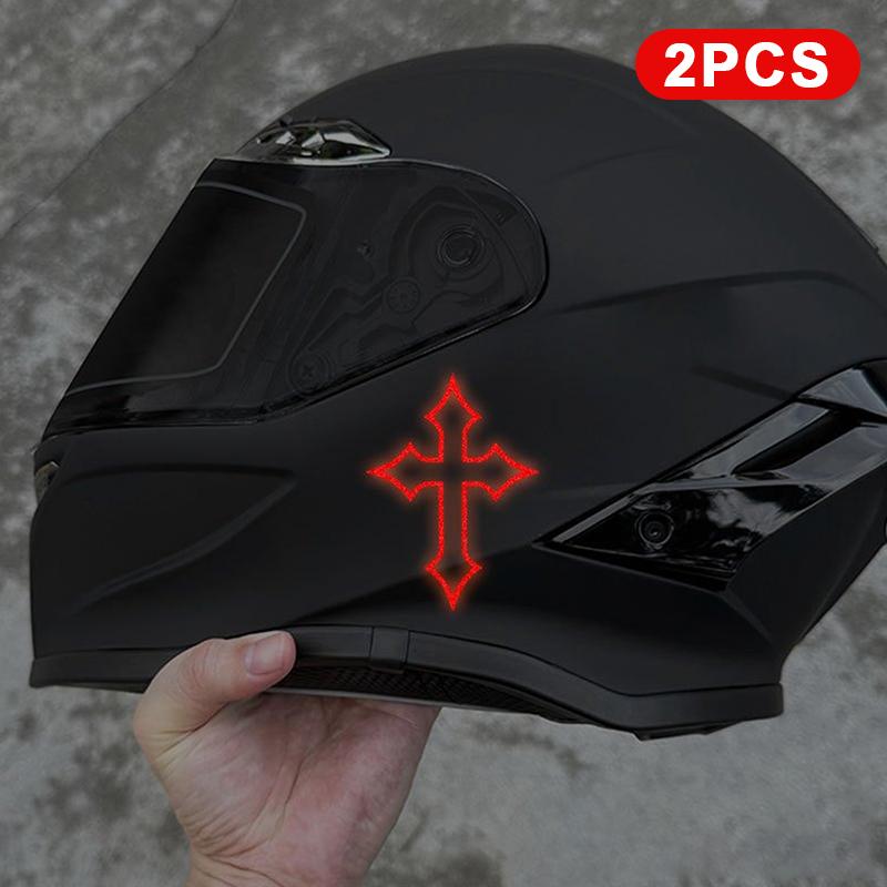 2 Pcs Reflective Cross Stickers Durable Anti-scratch Decals for Motorcycle Helmets Car Windows Bike Frames Off-road Riding Use