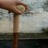 X-Mas Vintage Handmade Wooden Walking Stick Antique Jute/Joot Rope Handle