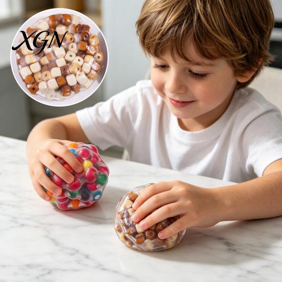 Palm-sized Stress Ball Rainbow Wood Grain Squeeze Soft TPR Fidget for Hand Kneading Toy Relief Moldable Slow-Rising Portable Decompression Gadget Kids