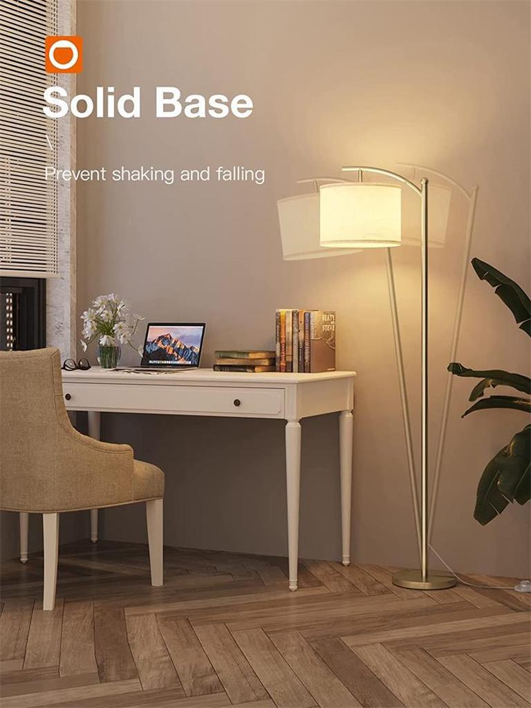 Retro Minimalist Fabric Floor Lamp - Dimmable Three-Color Lighting for Bedroom, Study, or Living Room