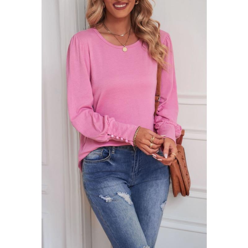 Spring and Autumn Women's Blouse Loose Casual Bubble Sleeve Long Sleeve Top