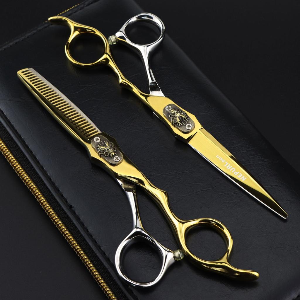 Bright Gold Faucet, Cover Plate, Neptune Hair Scissors, Straight Scissors, Thin Scissors, Special Foreign Trade Explosion For Hair Salons