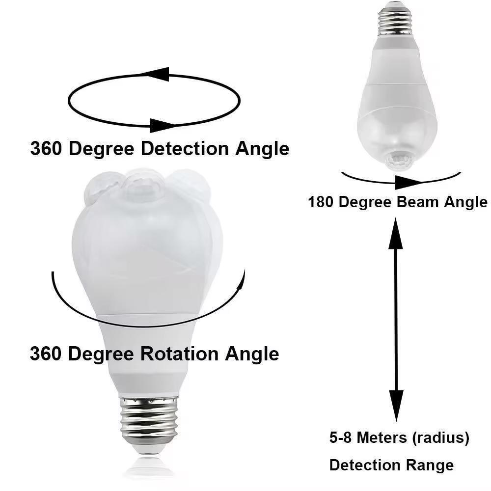 PIR Motion Sensor LED Light Bulbs AC 85-265V Smart Bulbs Motion Activated ON/OFF Home Lights Lamp With Motion Sensor E27 E26 B22