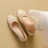 Fashion Fashion Flower High-heeled Single Shoes Autumn New Square Toe Shallow Cuff Foot Non-slip Wear-resistant Block Heel Shoes