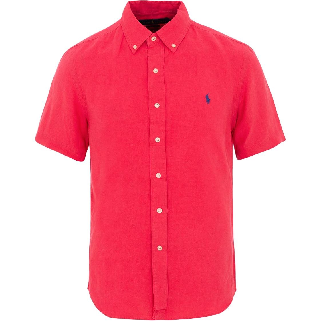 

Polo Ralph Lauren SS24 Рубашка с коротким рукавом из льна с вышивкой логотипа Pony Мужские рубашки 710741707-007 S