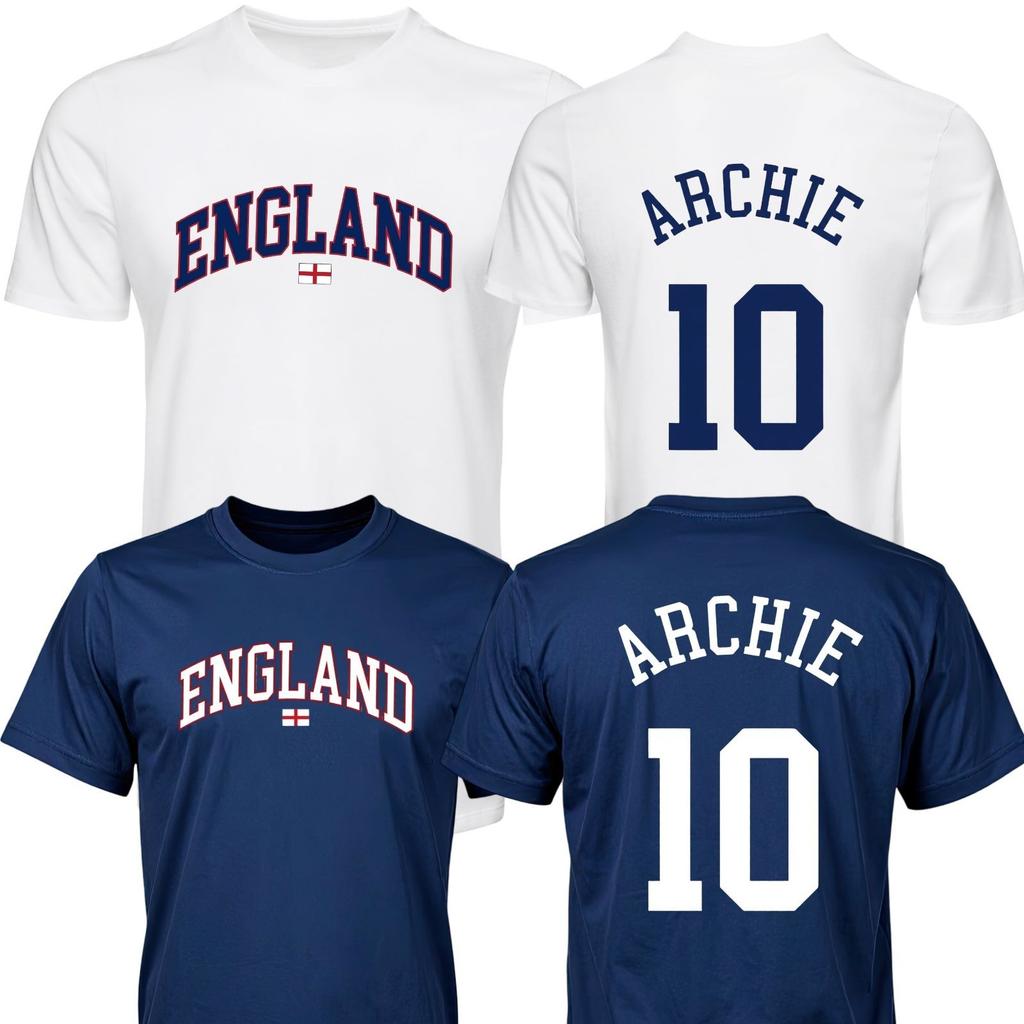England Football Tshirt Personalised Custom Name Age Number Kid Adult Tee Top