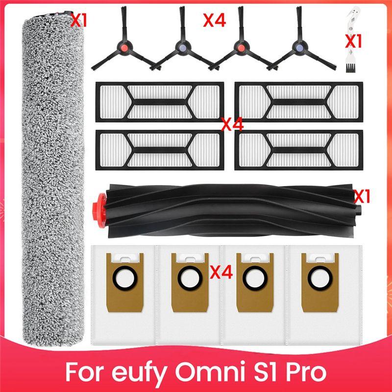 A20F-For Eufy Robot Vacuum Omni S1 Pro,1 Rolling Mops,1 Rolling Brush,4 Dust Bags,4 High-Performance Filters, 4 Side Brushes