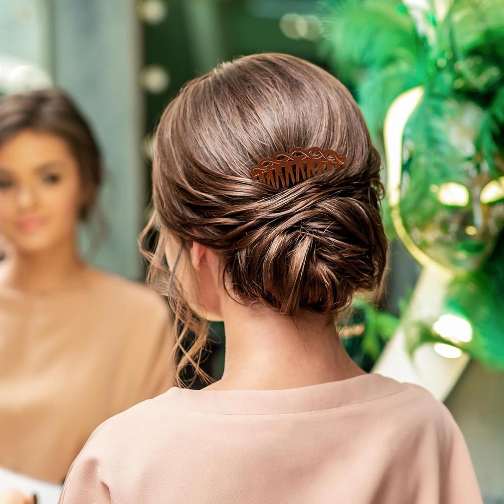 6 Pcs French Hair Side Combs Women Hair Comb Accessories Set Plastic Twist Decorative Comb Hair Clips Bridal Wedding Veil Teeth HairCombs for