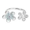 Small Fresh Mori Glacier Blue F Enamel Flower Gradual Change Opening Ring Female Light Luxury Cold Wind Sweet Cool Index Finger