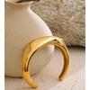 Yhpup 63mm High Quality Stainless Steel Texture Cuff Bracelet Bangle 18K Golden Plated Wrist Casting Fashion Statement Jewelry