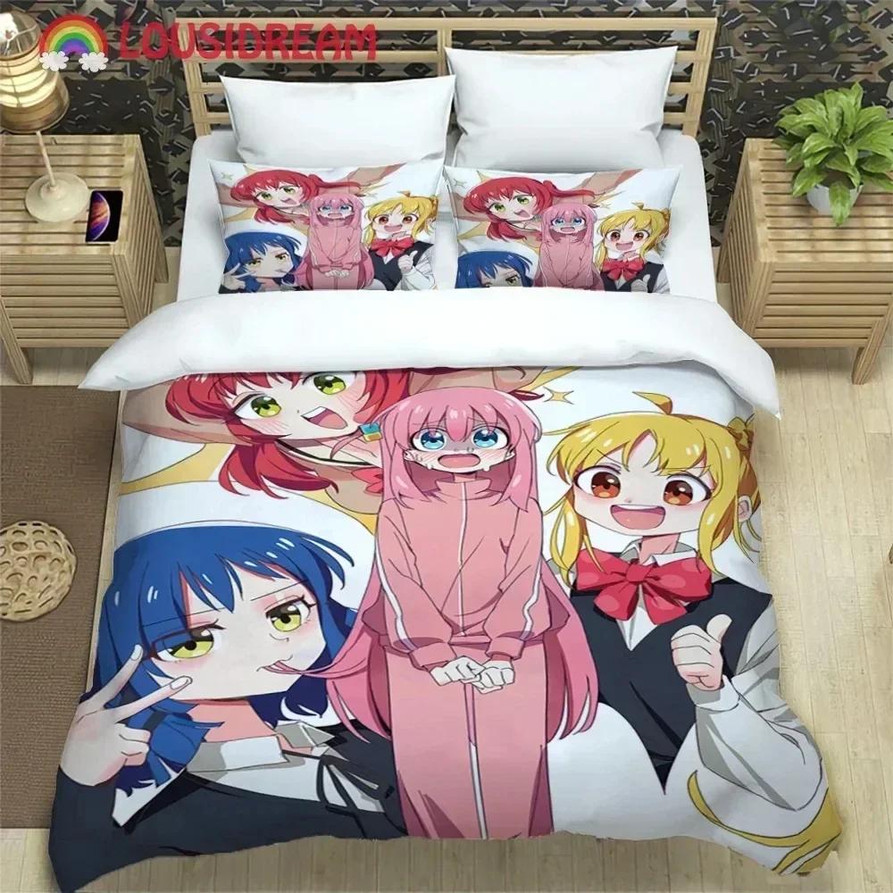 Anime Girl Lonely Rock Art Print Bedding set Printed Duvet Cover Pillowcase Single Double Queen Super King Size Sets