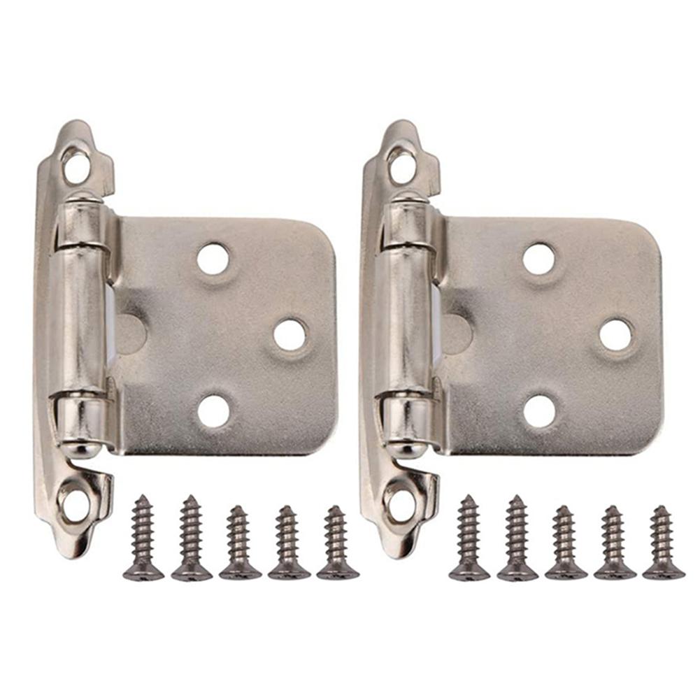 2Pcs Overlay Cabinet Door Flush Hinges with Screws Self Closing Door Hinge Furniture Hardware
