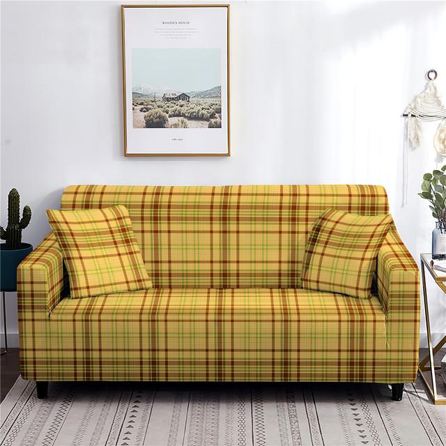 1 /2 /3 /4 Seater Plaid Sofa Cover Dust -Proof Stretch Sofa Slipcover For Living Room L Shape Sofa Protector Anti -Fouling Home Decor