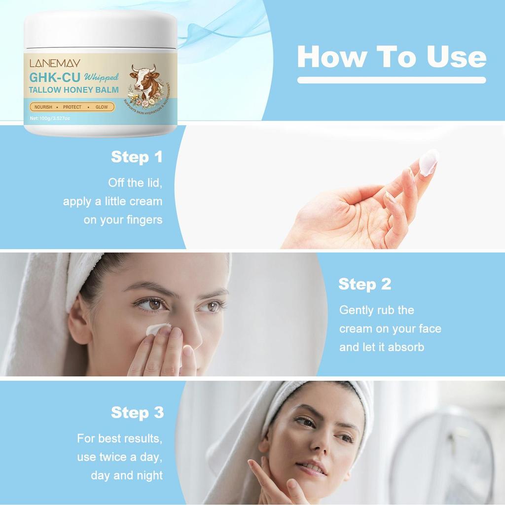 GHK-Cu Beef Tallow Honey Balm-Delivers Soft, Smooth, And Nourished Skin-Helps Skin Look Firm And Radiant-100g