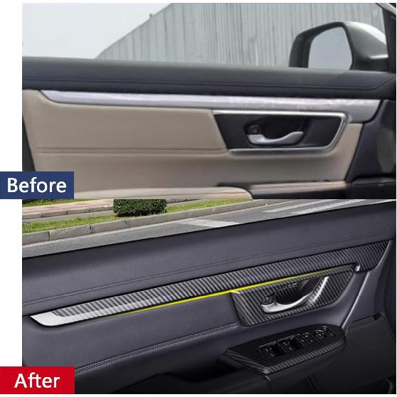 Car Accessories Fit for Honda CR-V CRV 2017-2022 Interior Door Panel Stripe Cover Automobile Door Moulding Decoration Trim (Carbon Fiber) ABS 4 PCS