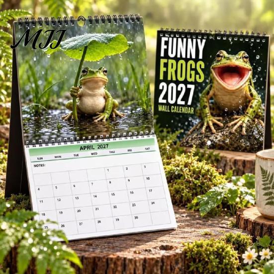 Planner for Students 2027 Funny Frog Wall Calendar, Cute Animal Illustration Monthly Birthday Reminder Tracker Home Office, Mark Important Dates,