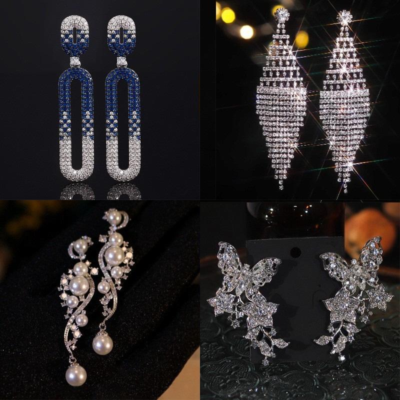 

Luxury exquisite butterfly water drop fringed earrings female sweet princess style earrings explosive earrings