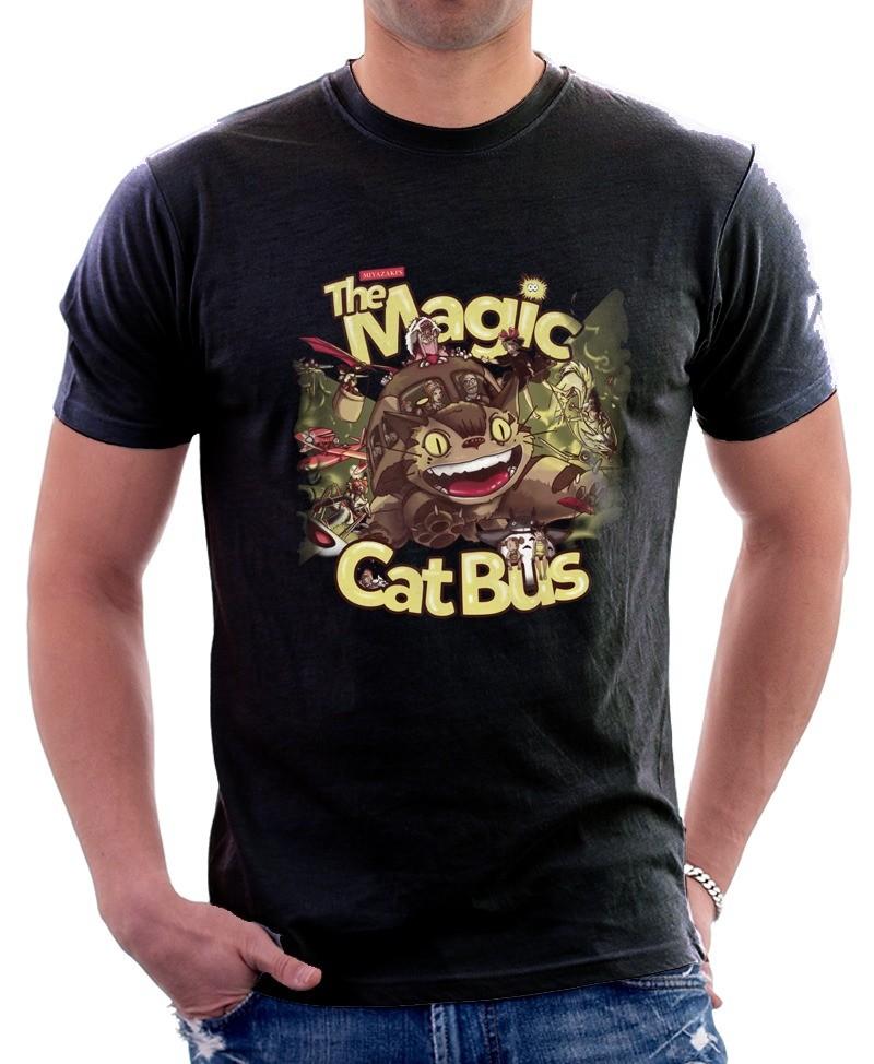 My Neighbour Totoro Magic Cat bus black printed t-shirt 9706 S разноцветный