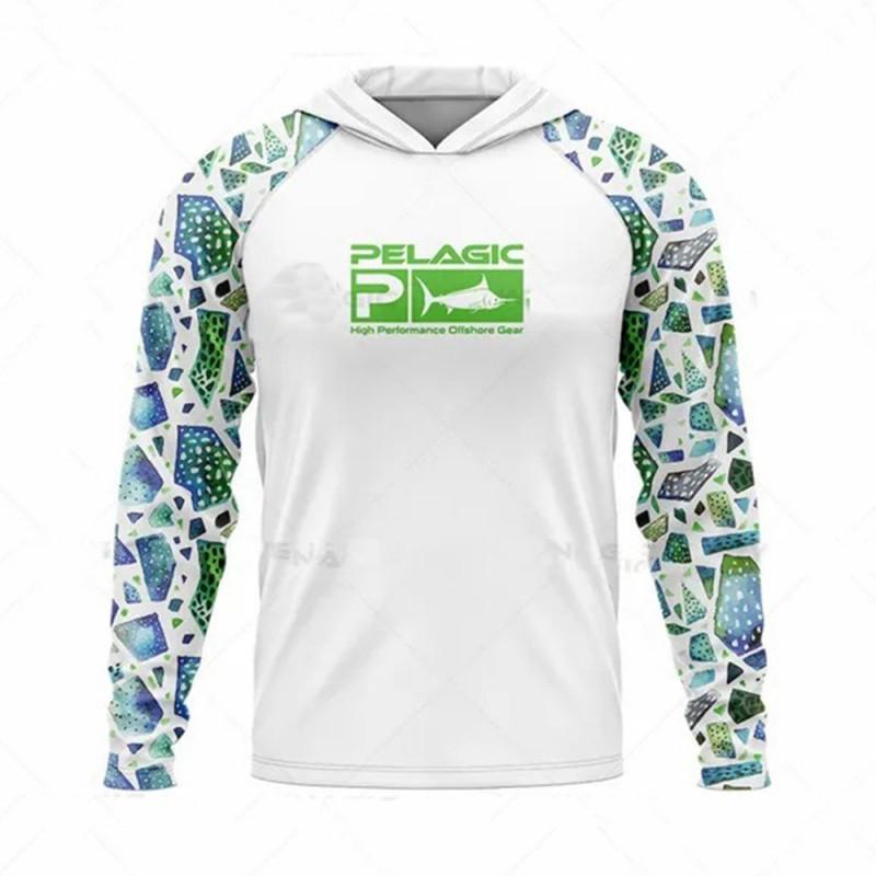 Abbigliamento da Pesca Oceanica Protezione Solare Manica Lunga Protezione UV con Cappuccio UPF50+