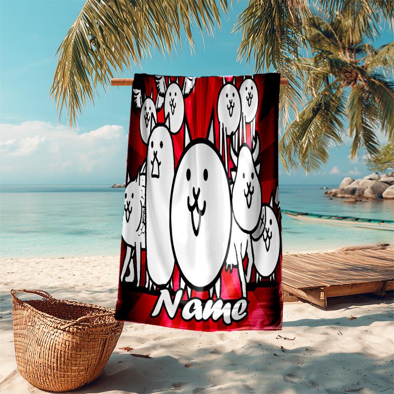 Personalized customized proof beach towel with The Battle Cats pattern - soft, absorbent,quick-drying,perfect swimming,camping&bathing