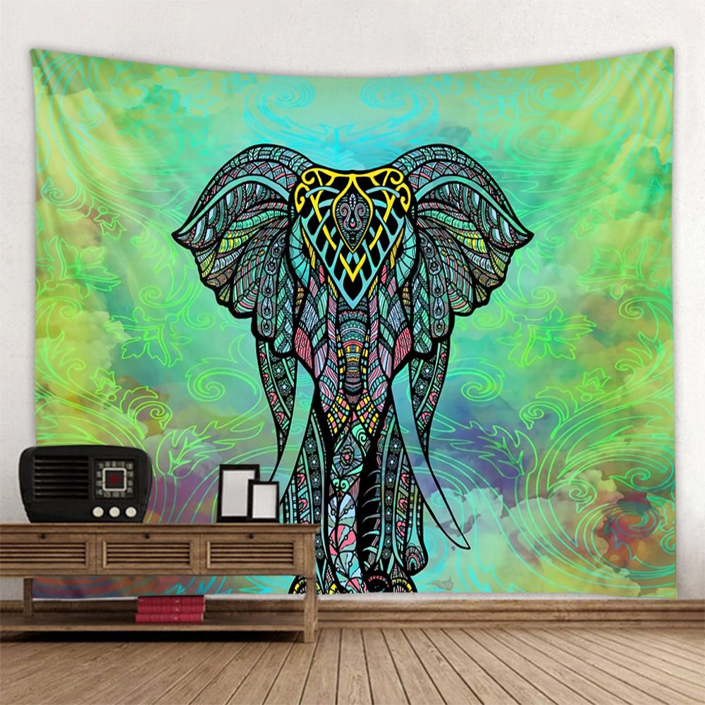 Retro patterned tapestry, fantasy elephant wall hanging aesthetics, room art decoration, Bohemian mandala home wall decoration