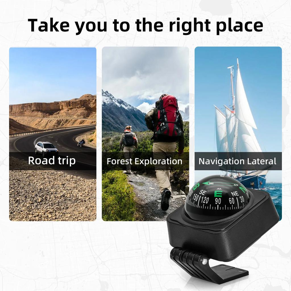 Outdoor Travel Dashboard Compass Car Ball Shaped Navigation Direction Guide For Vehicle Boat Hiking Camping Pointing Guide Meter