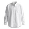 Men Stand Collar Linen Long Sleeve Shirt Single Pocket Roll Tab Cuff Casual Beach Top