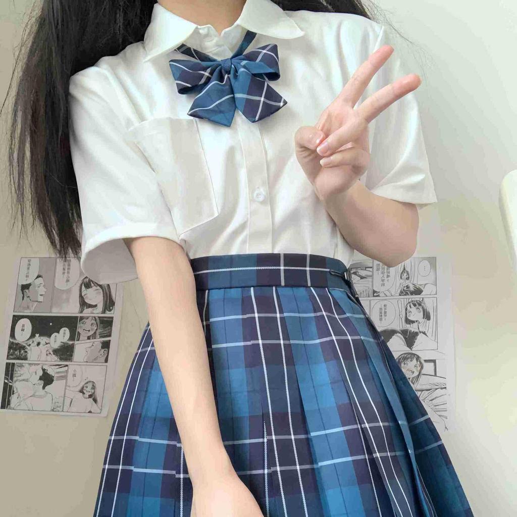 JK Academy Style Women's TR Fabric Shirt - Long/Short Sleeve Blouse for School, Summer Versatile