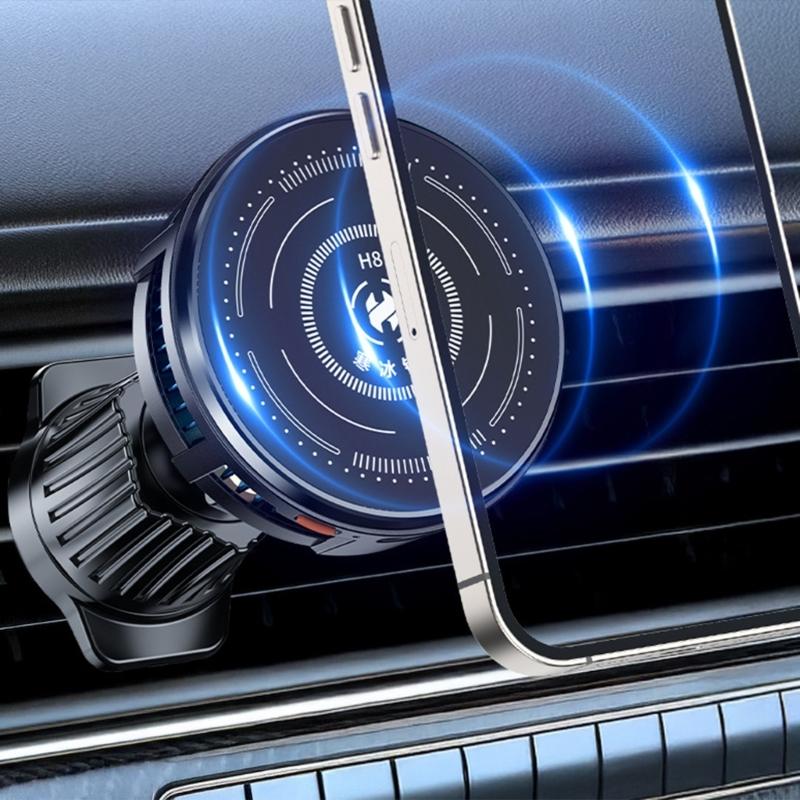 Adjustable Car Air Vent Phone Mount Magnetic Semiconductor Cooling 3 Speed Power Control for 4-7Inch Smartphones