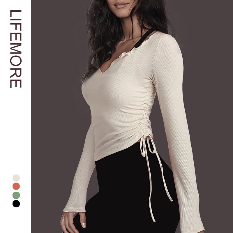 

Supaitao Long Sleeves Sports T-shirt Tight Women s Drawstring