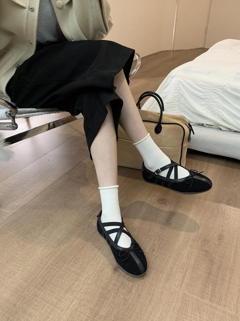 IPPEUM Red Mary Janes For Women 2025 New Ballerina Flat PU Leather Round Toe Ballet Flats Shoes Black