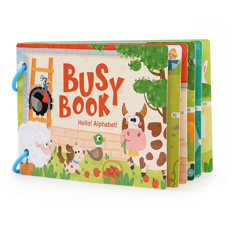 

Montessori Baby Busy Book My First Quiet Book Paste Early Learning Education Toy Children Toy Matching Game for Babies 2 3 Years зелений