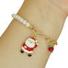 Holiday Outfit Decoration Christmas Beaded Charm Bracelet for Women, Faux Pearl Seasonal Fashion Wristband Beads Stackable Bracelet, Party