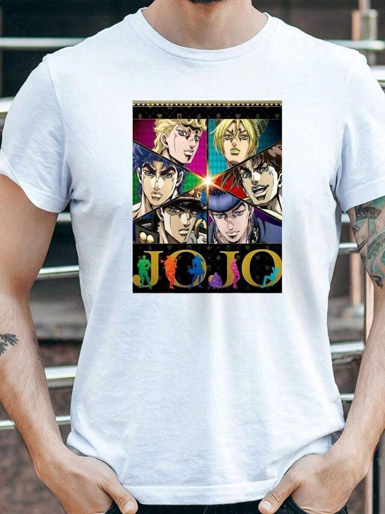 Classic Cartoon Anime Printed Top, Unisex's Comfortable Short Sleeved Round Neck T-Shirt