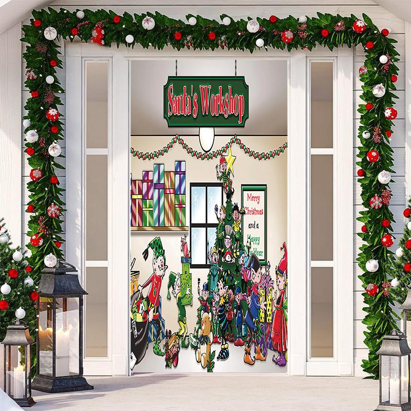 Christmas Door Tapestry: Hanging Cloth Decoration for Festivals & Parties