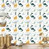 Dinosaurs Leaves and Flowers Wallpaper for Living Room and Bedroom 50x1000