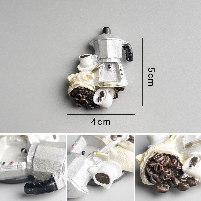 Nordic Ins Home Decoration 3D Food Macarone Coffee Refrigerator Paste Magnetic Coffee Cake Kettle Fridge Magnet Collection Gifts