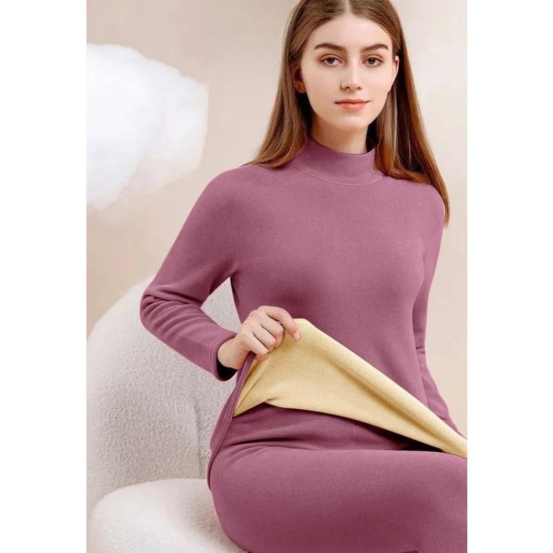 3XL Winter Rollkragen Thermo-Unterwäsche Damen Dicke Warme Lange Unterhosen Set Plus Size Samt Thermo-Kleidung Damen Zweite Haut Anzug