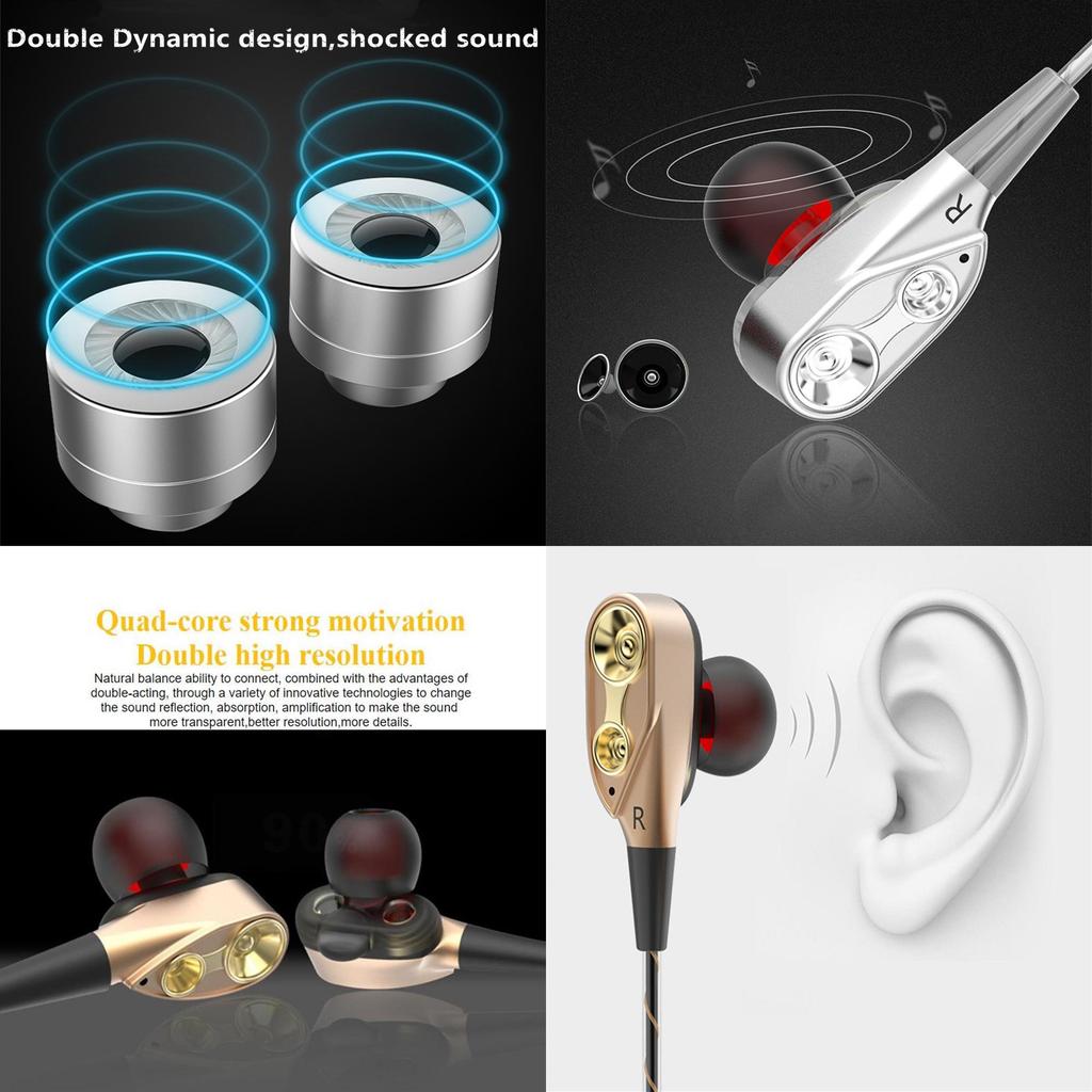 Premium Android In-ear Stereo Bass Earphone Dual Driver Sport Headset With Microphone