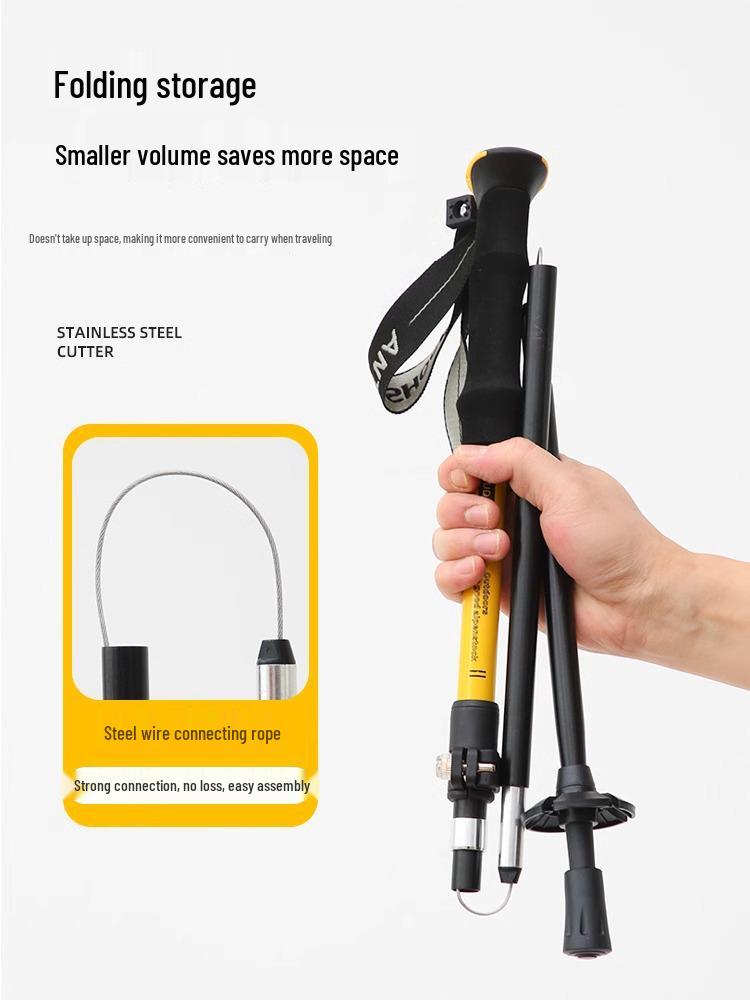 Ultralekki składany kij trekkingowy z włókna węglowego - Antypoślizgowy teleskopowy kij turystyczny i narciarski