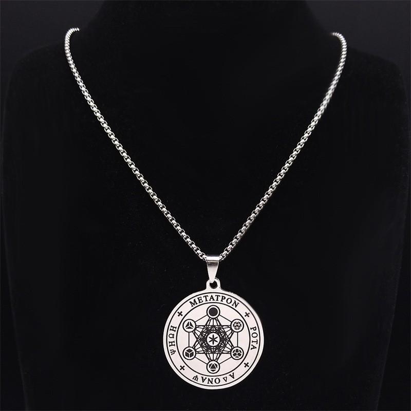 Necklace Vintage Metatron Cube Men's Round Pendant